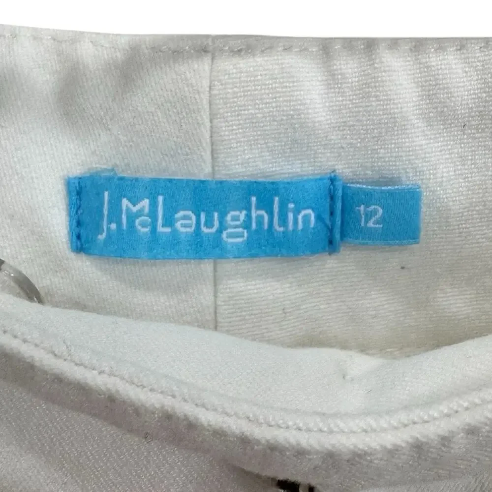 J. McLaughlin Scalloped Hem Shorts Size 12 White Stretch Pockets Tailored